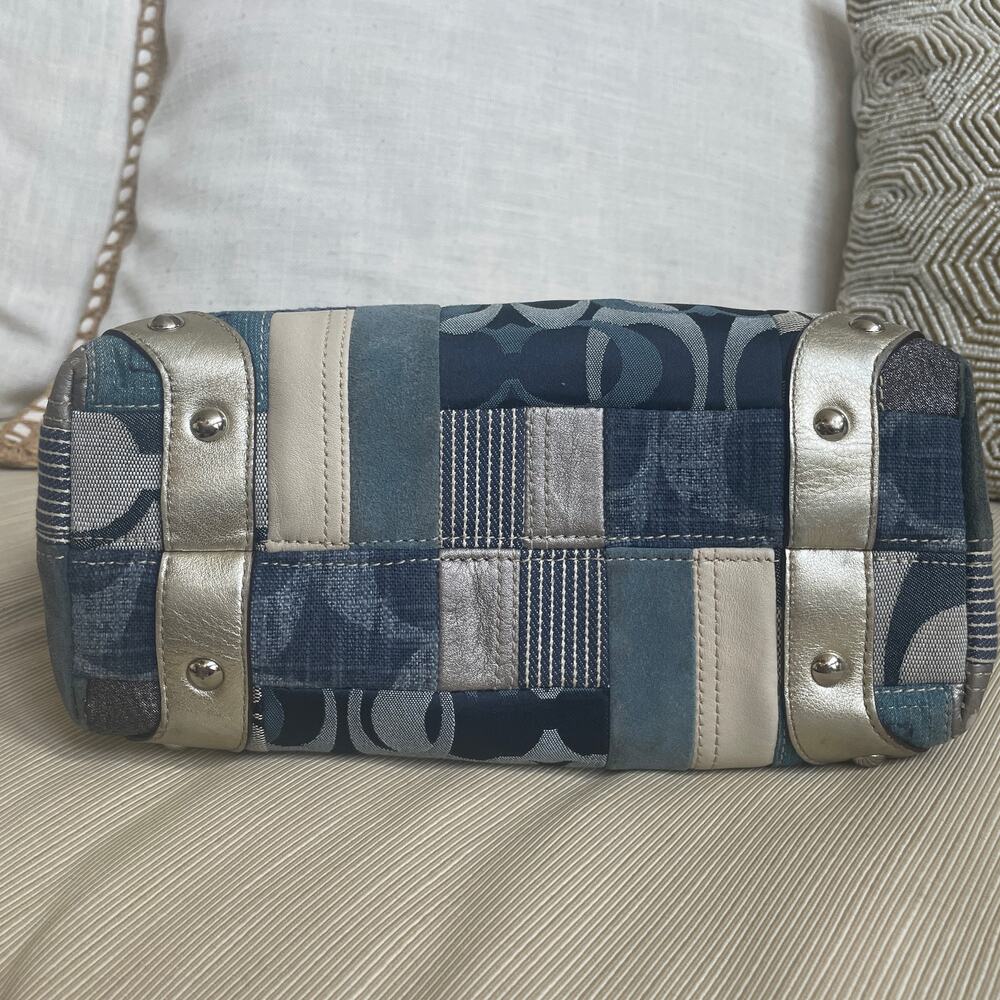 Rare Coach Signature Denim Patchwork Hobo F13721 Blue Multi Y2K Shoulder Bag - Picture 7 of 11